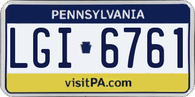 PA license plate LGI6761