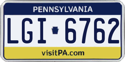 PA license plate LGI6762