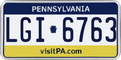 PA license plate LGI6763