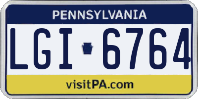 PA license plate LGI6764