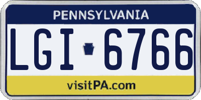PA license plate LGI6766