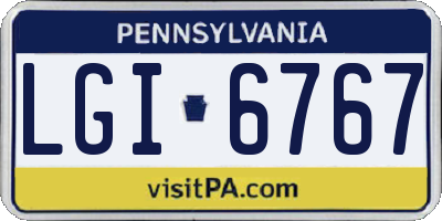 PA license plate LGI6767