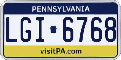 PA license plate LGI6768