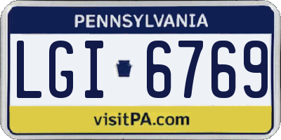 PA license plate LGI6769