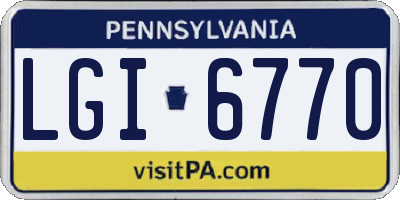 PA license plate LGI6770