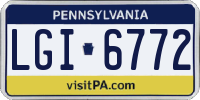 PA license plate LGI6772