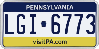 PA license plate LGI6773