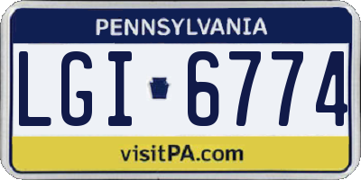 PA license plate LGI6774