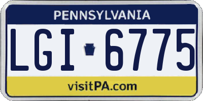 PA license plate LGI6775