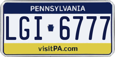 PA license plate LGI6777