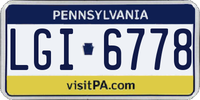PA license plate LGI6778