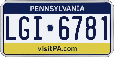PA license plate LGI6781