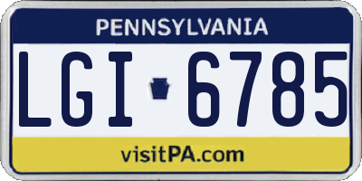 PA license plate LGI6785