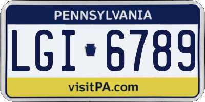 PA license plate LGI6789
