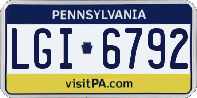 PA license plate LGI6792