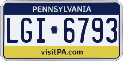 PA license plate LGI6793
