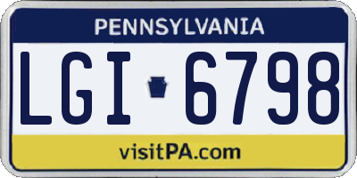 PA license plate LGI6798
