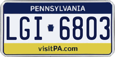 PA license plate LGI6803