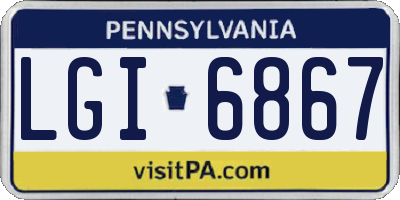 PA license plate LGI6867