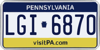 PA license plate LGI6870
