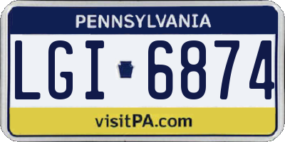 PA license plate LGI6874