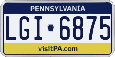 PA license plate LGI6875