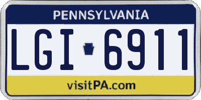 PA license plate LGI6911
