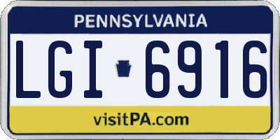 PA license plate LGI6916