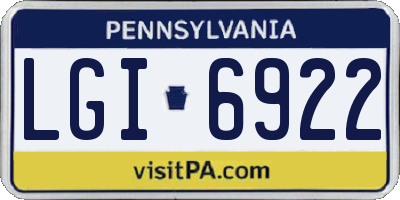 PA license plate LGI6922