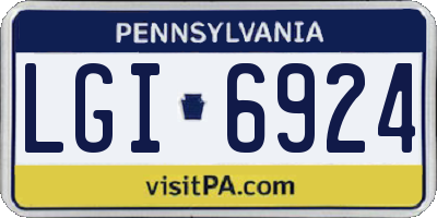 PA license plate LGI6924