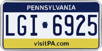 PA license plate LGI6925