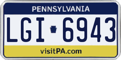 PA license plate LGI6943