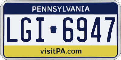 PA license plate LGI6947