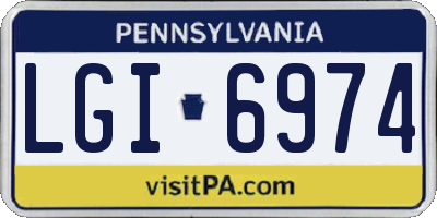 PA license plate LGI6974