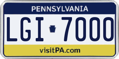 PA license plate LGI7000