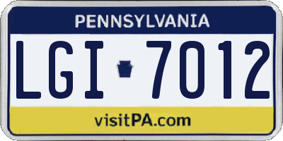 PA license plate LGI7012