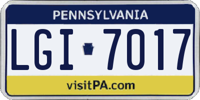PA license plate LGI7017