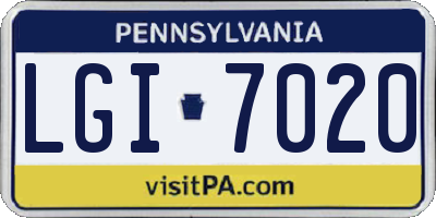 PA license plate LGI7020