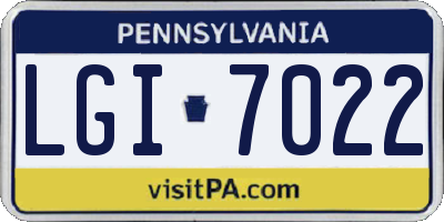 PA license plate LGI7022