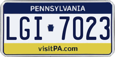PA license plate LGI7023