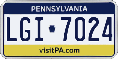 PA license plate LGI7024