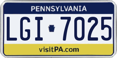 PA license plate LGI7025