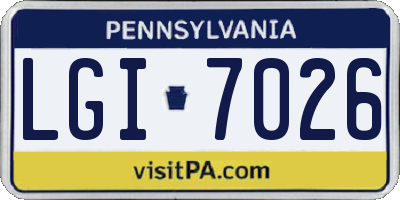 PA license plate LGI7026