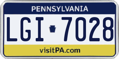 PA license plate LGI7028