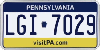PA license plate LGI7029