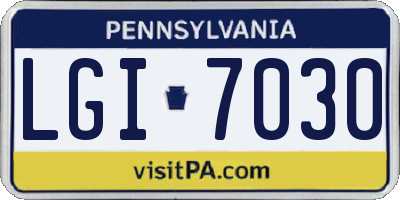PA license plate LGI7030