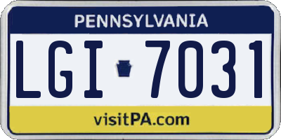 PA license plate LGI7031