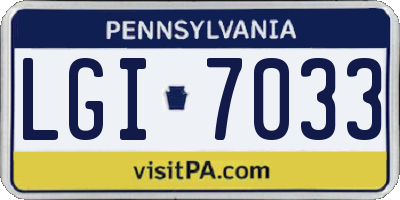 PA license plate LGI7033