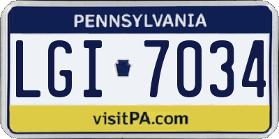 PA license plate LGI7034