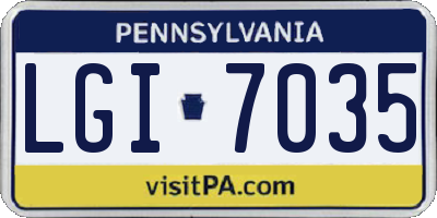 PA license plate LGI7035